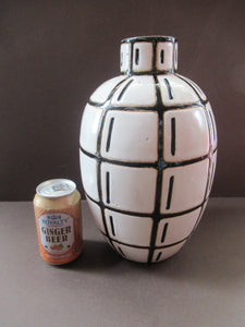 Vintage Mid Century Art Pottery Studio Pottery Large Black and White Vase