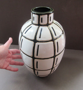 Vintage Mid Century Art Pottery Studio Pottery Large Black and White Vase
