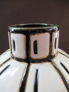 Vintage Mid Century Art Pottery Studio Pottery Large Black and White Vase