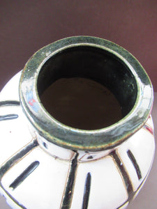 Vintage Mid Century Art Pottery Studio Pottery Large Black and White Vase