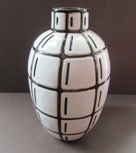 Vintage Mid Century Art Pottery Studio Pottery Large Black and White Vase