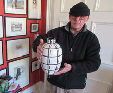 Load image into Gallery viewer, Vintage Mid Century Art Pottery Studio Pottery Large Black and White Vase
