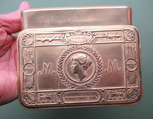 Queen Princess Mary 1914 Brass Christmas Tin and Card Antique WWI collectable