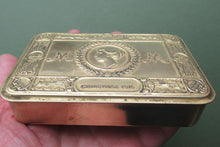 Load image into Gallery viewer, Queen Princess Mary 1914 Brass Christmas Tin and Card Antique WWI collectable
