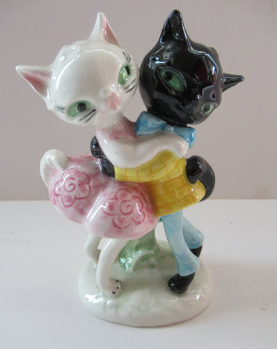 1960s 1950s Goebel Figurine Comical Dancing Cats by Albert Staehle