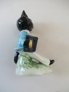 1960s Goebel Black Cat Figurine Playing Accordion Alert Staehle