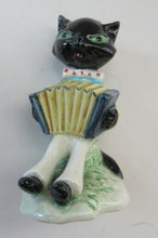 Load image into Gallery viewer, 1960s Goebel Black Cat Figurine Playing Accordion Alert Staehle
