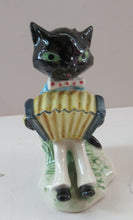 Load image into Gallery viewer, 1960s Goebel Black Cat Figurine Playing Accordion Alert Staehle
