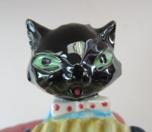 1960s Goebel Black Cat Figurine Playing Accordion Alert Staehle