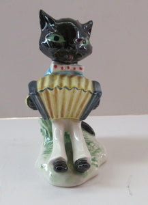 1960s Goebel Black Cat Figurine Playing Accordion Alert Staehle
