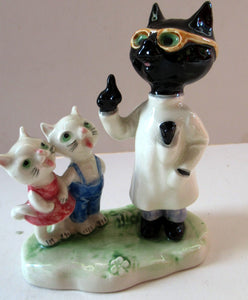 1950s 1960s Goebel Comical Cats Doctor or Dentist with Patients Alert Staehle
