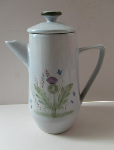Buchan Pottery Stoneware Coffee Pot Thistles Pattern 1950s 1960s