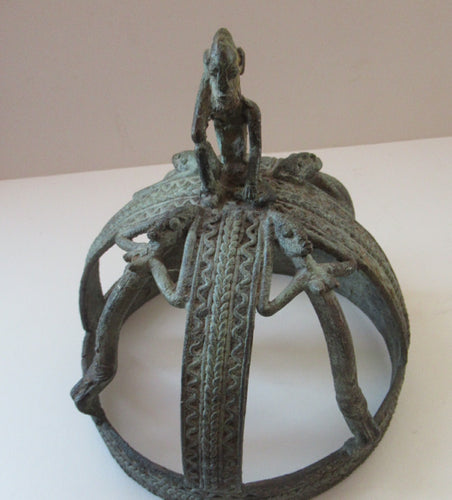 Antique African Dogon Mali Ceremonial Cast Brown Crown or Helmet