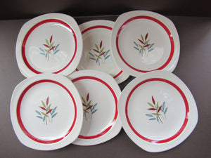 1950s MIDWINTER Set of SIX Dessert Plates. Collectable HAWAII PATTERN. 8 1/2 inches