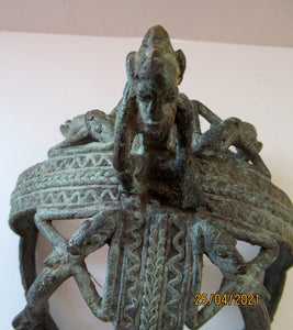 Antique African Dogon Mali Ceremonial Cast Brown Crown or Helmet