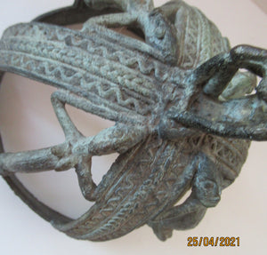Antique African Dogon Mali Ceremonial Cast Brown Crown or Helmet