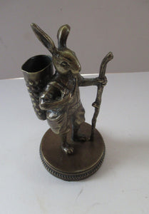 Vintage Brass Hiking Rabbit Novelty Match Holder 1940s