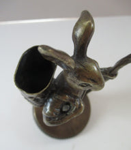 Load image into Gallery viewer, Vintage Brass HIKING RABBIT Novelty Match Holder or Spill Holder; c 1940s
