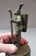 Load image into Gallery viewer, Vintage Brass Hiking Rabbit Novelty Match Holder 1940s
