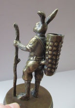 Load image into Gallery viewer, Vintage Brass Hiking Rabbit Novelty Match Holder 1940s
