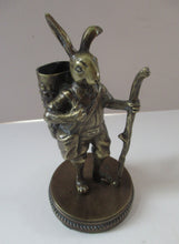 Load image into Gallery viewer, Vintage Brass Hiking Rabbit Novelty Match Holder 1940s
