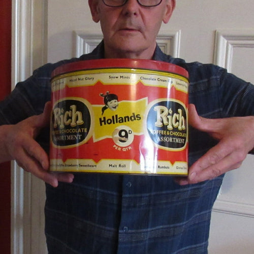 Vintage 1950s HUGE Rich Toffee & Chocolate Assortment HOLLAND'S Tin