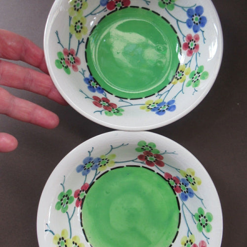 PAIR of Smaller Bough Pottery Pudding Bowls painted by Chrissie Amour