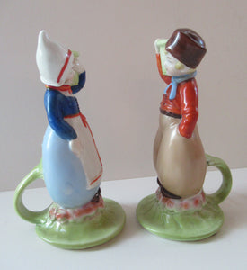 Dutch Boy and Girl Pair of Art Deco Candlesticks
