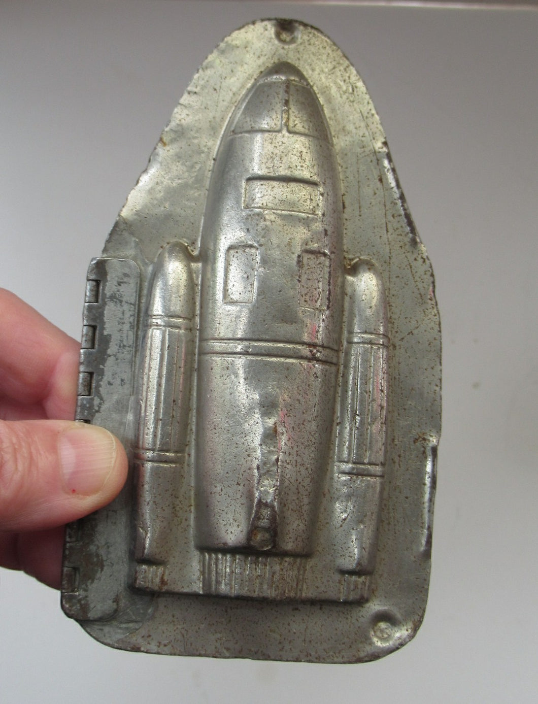 Vintage Spaceship or Space Rocket Tin Hinged Chocolate Mould