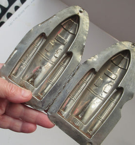 Vintage Spaceship or Space Rocket Tin Hinged Chocolate Mould