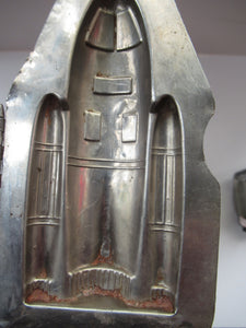 Vintage Spaceship or Space Rocket Tin Hinged Chocolate Mould