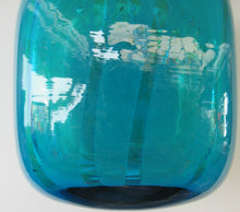 Load image into Gallery viewer, 1970s Ming Pattern Mdina Glass Bottle Vase. Green and Blue Stripes
