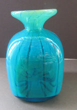 Load image into Gallery viewer, 1970s Ming Pattern Mdina Glass Bottle Vase. Green and Blue Stripes
