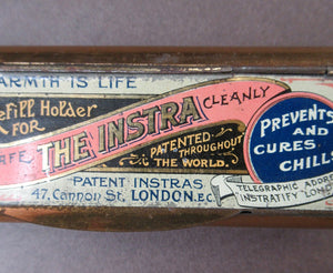 Victorian Tin with Original Contents. Charcoal Refills for the INSTRA HAND WARMER