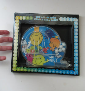 Vintage Miniature Child's Portable Pinball Toy. Marx Product Featuring the Mr Men