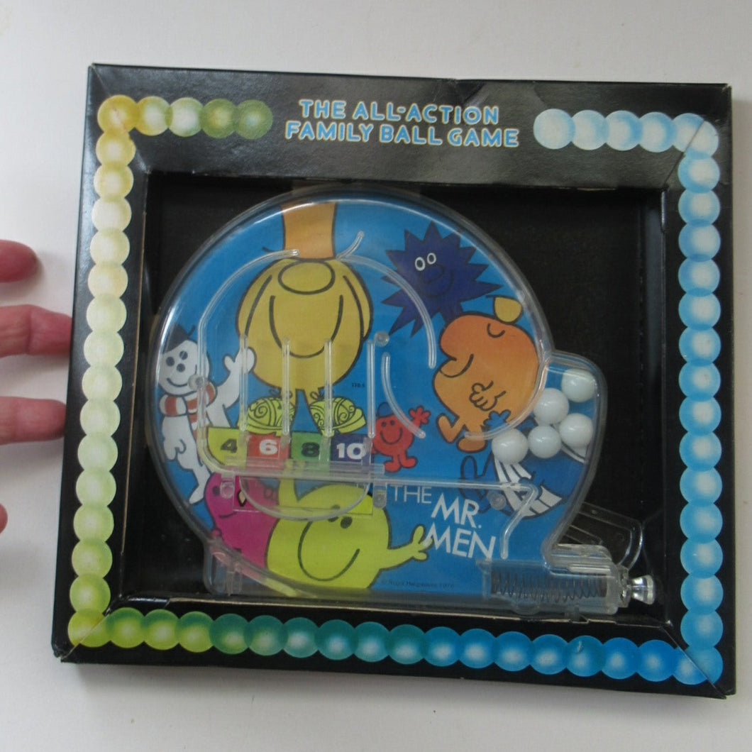 Vintage Miniature Child's Portable Pinball Toy. Marx Product Featuring the Mr Men