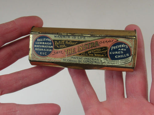 Victorian Tin with Original Contents. Charcoal Refills for the INSTRA HAND WARMER