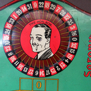 1920s Vintage Tin Shaped as a Roulette Table - with original separate spinner