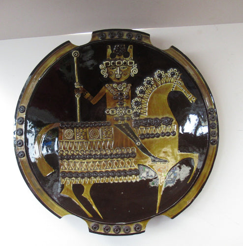 1960s Art Pottery Bowl Prince on Horseback. Signed Salter Saltar 1966