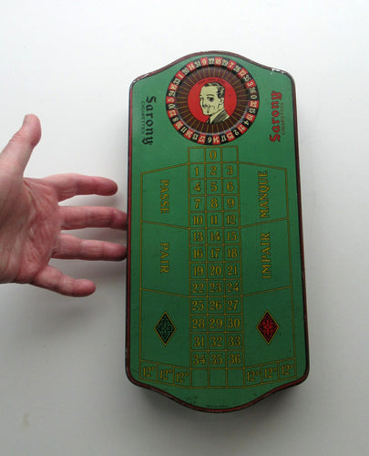 1920s Vintage Tin Shaped as a Roulette Table - with original separate spinner