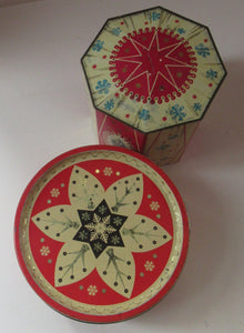 Vintage 1950s Sweets Tin. Abstract Atomic Designs. Snowflake and Aquarium