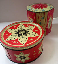 Load image into Gallery viewer, Vintage 1950s Sweets Tin. Abstract Atomic Designs. Snowflake and Aquarium
