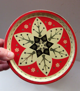 Vintage 1950s Sweets Tin. Abstract Atomic Designs. Snowflake and Aquarium