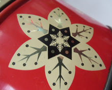 Load image into Gallery viewer, Vintage 1950s Sweets Tin. Abstract Atomic Designs. Snowflake and Aquarium
