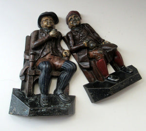 Pair OF VICTORIAN Polychrome Painted CAST IRON Door Stops, in the form of Tam O'Shanter and Souter Johnnie