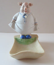 Load image into Gallery viewer, Antique Porcelain Nodder or Swinger Pin Tray by Schafer &amp; Vater. Wee Pig Dressed as Lady 
