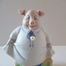 Load image into Gallery viewer, Antique Porcelain Nodder or Swinger Pin Tray by Schafer &amp; Vater. Wee Pig Dressed as Lady 
