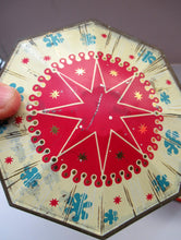 Load image into Gallery viewer, Vintage 1950s Sweets Tin. Abstract Atomic Designs. Snowflake and Aquarium
