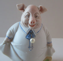 Load image into Gallery viewer, Antique Porcelain Nodder or Swinger Pin Tray by Schafer &amp; Vater. Wee Pig Dressed as Lady 
