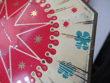 Load image into Gallery viewer, Vintage 1950s Sweets Tin. Abstract Atomic Designs. Snowflake and Aquarium
